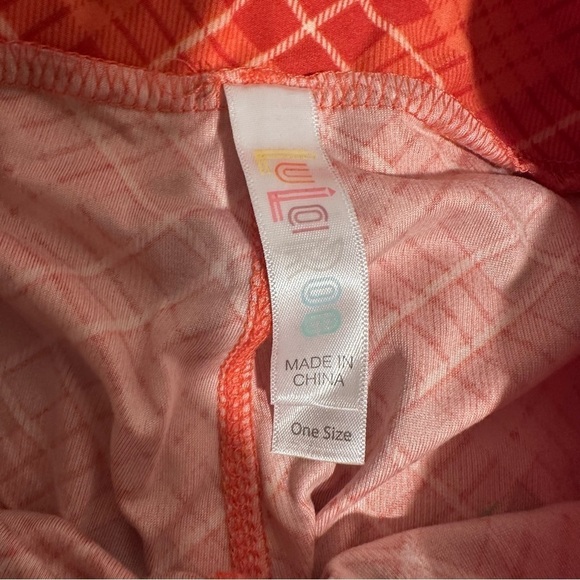 LulaRoe OS Soft Leggings One Size 2-10 Small-Large Checked Orange Multitone - Picture 4 of 15